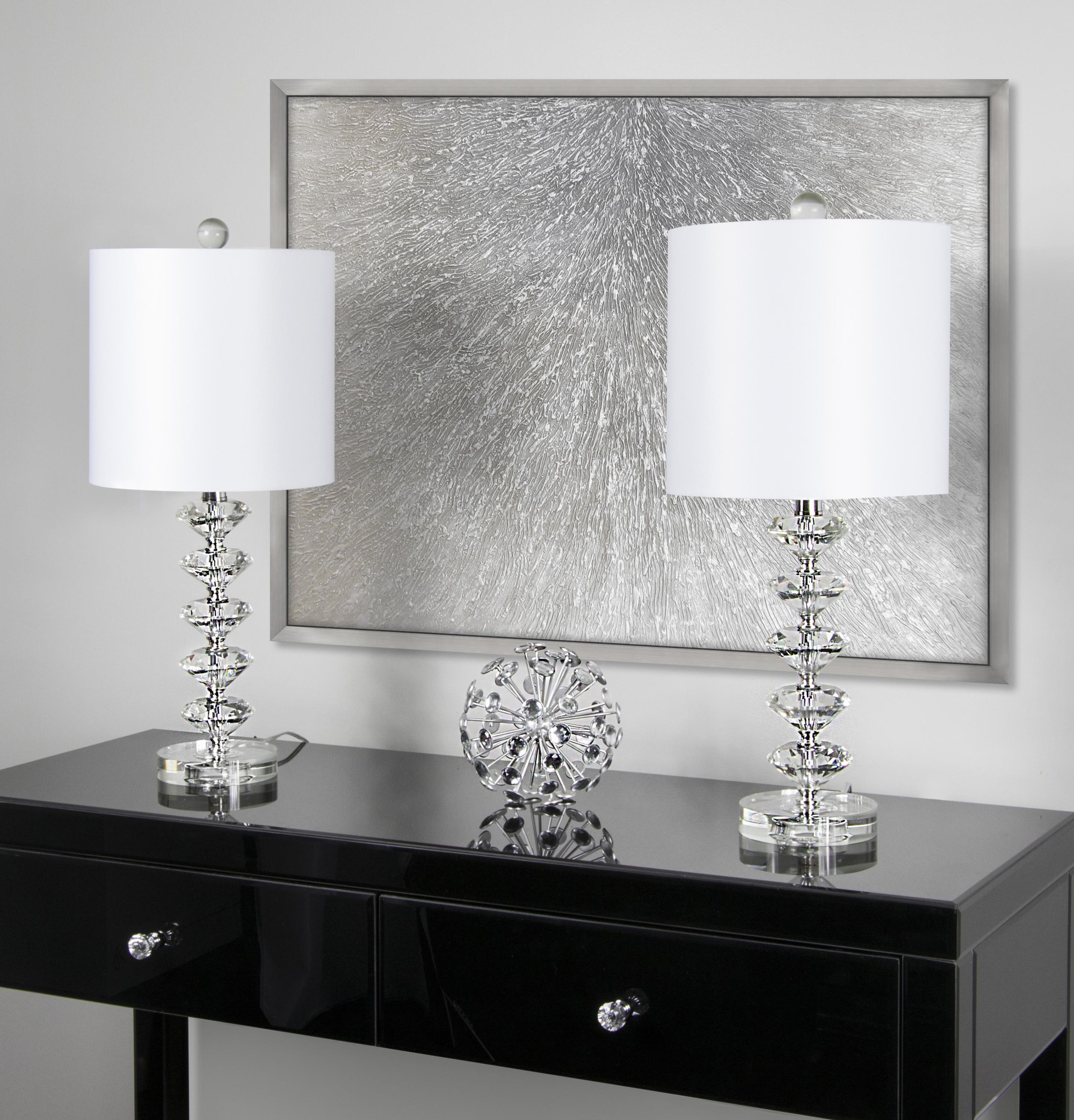 Diamond Stacked 23.25" Crystal Table Lamp - Set Of 2